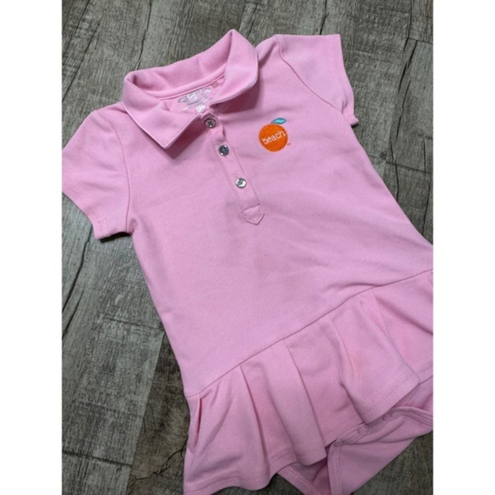 Garmin Pink Polo Bodysuit Dress Beach Orange Logo 18M 12-18 Months‎